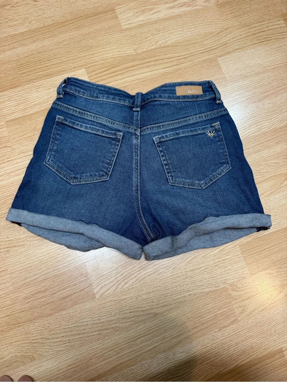 Justice Girls Size 16 Rainbow Embroidered Distressed Cuffed Denim Shorts